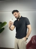 Siyah Nano Dikişli Göğüs Nakışlı Polo Yaka T-Shirt Porto1210