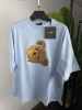 Açık Mavi Ön Ve Arka Baski Detayli Kisa Kollu Tshirt Porto1201