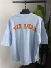 Açık Mavi Ön Ve Arka Baski Detayli Kisa Kollu Tshirt Porto1201